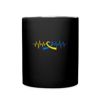 Down Syndrom Awareness Schleife blau gelb - Tasse einfarbig - Schwarz - Vorne