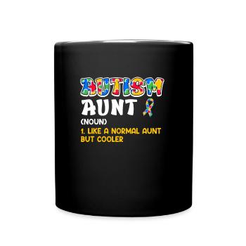 Autism Awareness Aunt autistic child - Full Colour Mug - black - Front