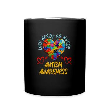 Autismus Awareness bunt Puzzel Herz - Tasse einfarbig - Schwarz - Vorne