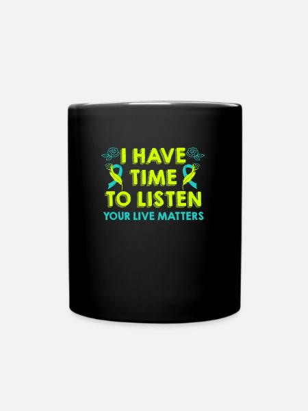Mental Health Your life counts Awareness - Full Colour Mug - black