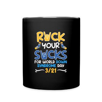 Awareness Trisomie 21 Rock your Socks - Tasse einfarbig - Schwarz - Vorne