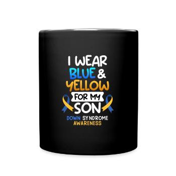 Down Syndrom Vater und Mutter mit Kind - Tasse einfarbig - Schwarz - Vorne