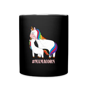 Mamacorn Muttertag Einhörner Mama Einhorn - Tasse einfarbig - Schwarz - Vorne