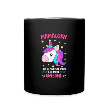 Mamacorn cooles Einhorn Fan Mama Mütter - Tasse einfarbig - Schwarz - Vorne