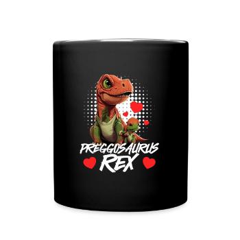 Schwangere Preggosaurus werdende Mütter Mamasaurus - Tasse einfarbig - Schwarz - Vorne