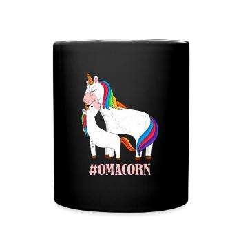 Omacorn Einhorn Fans Muttertag Unicorn Granny - Tasse einfarbig - Schwarz - Vorne