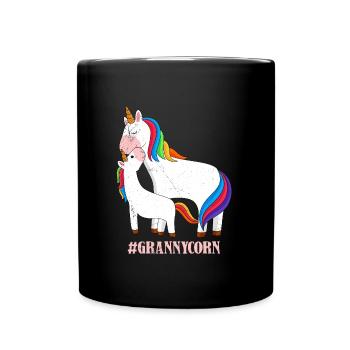 Omacorn Einhorn Fans Muttertag Unicorn Granny - Tasse einfarbig - Schwarz - Vorne