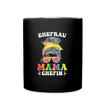 Mama Ehefrau und Chefin Muttertag Mama Boss - Tasse einfarbig - Schwarz - Vorne