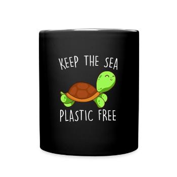 Save the Earth Keep the Sea Plastic free - Full Colour Mug - black - Front