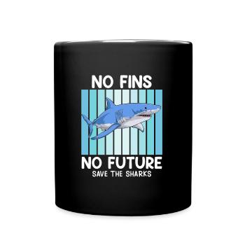 Save Sharks Tierschutz Haie Save the Ocean - Tasse einfarbig - Schwarz - Vorne