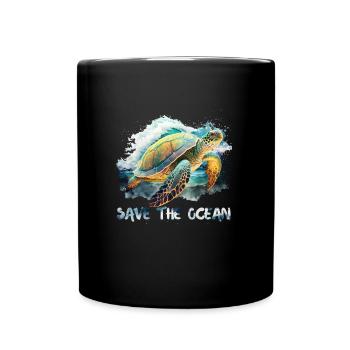 Sauvons les tortues Sauvons l’océan Conservation - Mug uni - noir - Devant