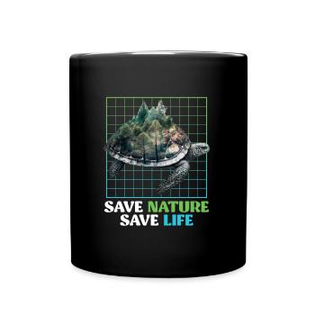 Save Nature Turtles Species Protection Environment - Full Colour Mug - black - Front