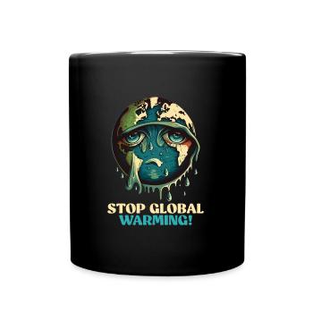 Erderwärmung Rette die Erde Artenschutz - Tasse einfarbig - Schwarz - Vorne