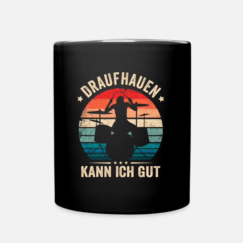 Schlagzeug Drummer Draufhauen kann ich gut - Tasse einfarbig - Schwarz