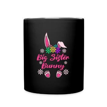 Schwester Hase Osterhasen Schwester Bunny - Tasse einfarbig - Schwarz - Vorne