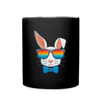 Hasengesicht Cooler Osterhase mit Brille - Tasse einfarbig - Schwarz - Vorne