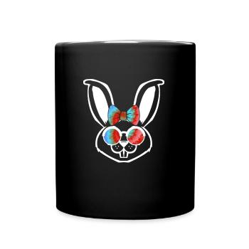 Hasengesicht Cooler Osterhase mit Brille - Tasse einfarbig - Schwarz - Vorne
