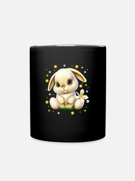 Mignon lapin de Pâques Lapin Visage de lapin mignon - Mug uni - noir