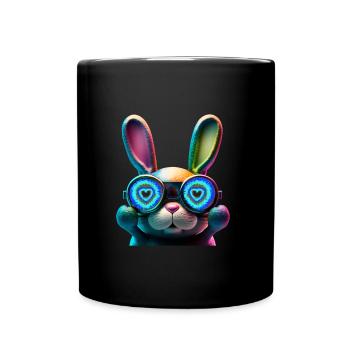 Hasengesicht Cooler Osterhase mit Brille - Tasse einfarbig - Schwarz - Vorne