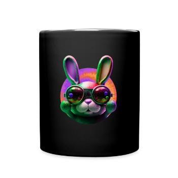 Easter Bunny Face Easter Bunny Rabbit Easter - Full Colour Mug - black - Front