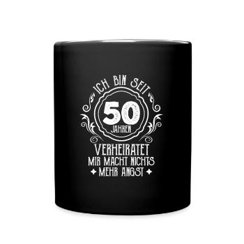 Goldene Hochzeit 50. Hochzeitstag - Tasse einfarbig - Schwarz - Vorne