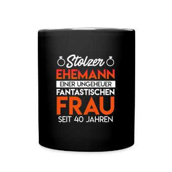 Ehemann 40. Hochzeitstag Rubinhochzeit - Tasse einfarbig - Schwarz - Vorne