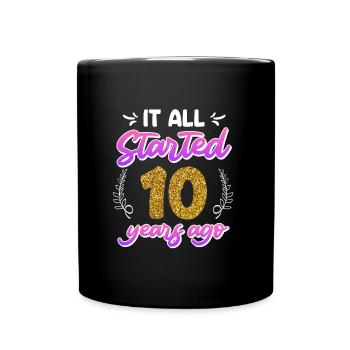Just married 10 Years Rose Wedding - Full Colour Mug - black - Front