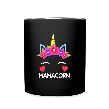 Mamacorn Einhorn Fan Muttertag Mom Unicorn - Tasse einfarbig - Schwarz - Vorne
