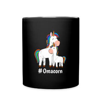 Omacorn Einhorn Fans Muttertag Unicorn Granny - Tasse einfarbig - Schwarz - Vorne