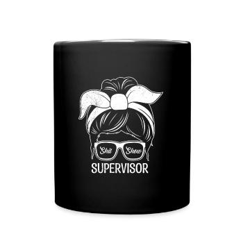 Mama Chefin Supervisor Mom Starke Mutter - Tasse einfarbig - Schwarz - Vorne