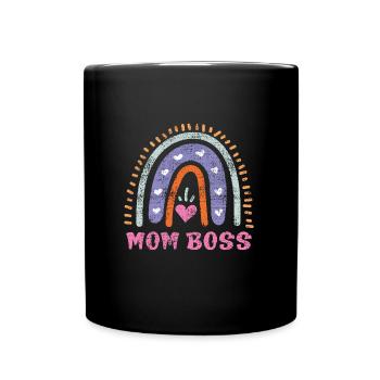 Mama Boss Muttertag starke Mama coole Mutter - Tasse einfarbig - Schwarz - Vorne