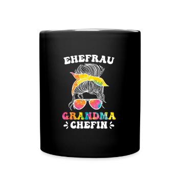 Oma Chefin Großmutter Muttertag Granny Ehefrau - Tasse einfarbig - Schwarz - Vorne