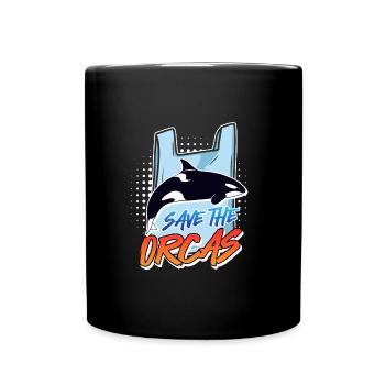 Save the whales Orkas Save the Ocean Environment - Full Colour Mug - black - Front