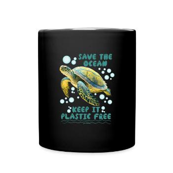 Sauvons les tortues Sauvons l’océan Conservation - Mug uni - noir - Devant