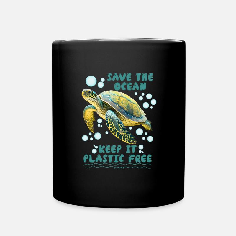Rettet die Schildkröten Save the Ocean Artenschutz - Tasse einfarbig - Schwarz