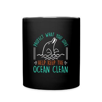 Keep it Clean Save the Ocean Artenschutz Umwelt - Tasse einfarbig - Schwarz - Vorne