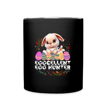 Eggcellent Egg Hunter Easter Bunny Easter Eggs Cute - Full Colour Mug - black - Front