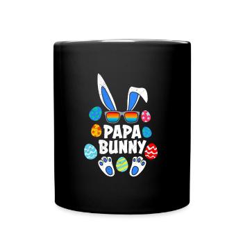 Papa Hase Osterhasen Dad Osterfreunde Daddy - Tasse einfarbig - Schwarz - Vorne