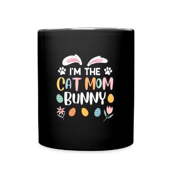Katzenliebhaber Mama Hase Osterhasen Ostern - Tasse einfarbig - Schwarz - Vorne