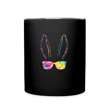 Hasengesicht Cooler Osterhase mit Brille - Tasse einfarbig - Schwarz - Vorne