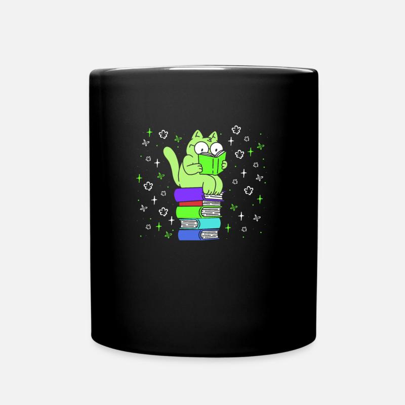 Katzenfans Book lover Katzenliebhaber Leseratte - Tasse einfarbig - Schwarz