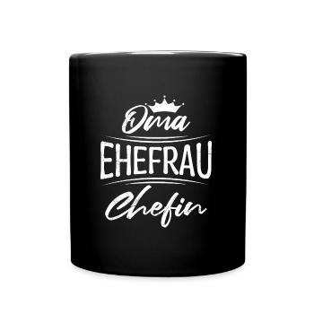 Oma Ehefrau und Chefin Muttertag super Oma - Tasse einfarbig - Schwarz - Vorne