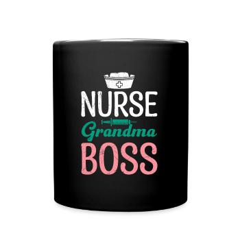 Krankenschwester Oma Chefin Muttertag Granny Boss - Tasse einfarbig - Schwarz - Vorne