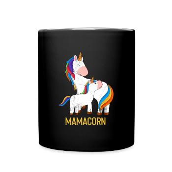 Mamacorn Muttertag Einhörner Mama Einhorn - Tasse einfarbig - Schwarz - Vorne