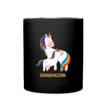 Omacorn Muttertag Einhörner Großmutter Unicorn - Tasse einfarbig - Schwarz - Vorne