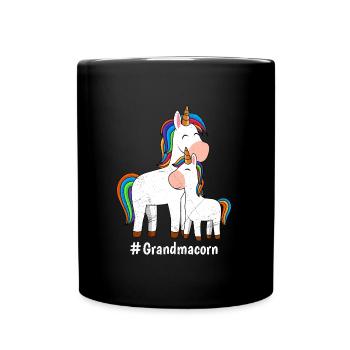 Omacorn Einhorn Fans Muttertag Unicorn Granny - Tasse einfarbig - Schwarz - Vorne