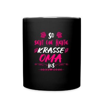 Beste Oma krasse Oma Großmutter Granny - Tasse einfarbig - Schwarz - Vorne