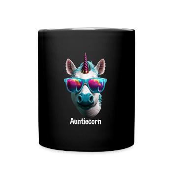 Auntiecorn Einhorn Fan Unicorn Tanten - Tasse einfarbig - Schwarz - Vorne