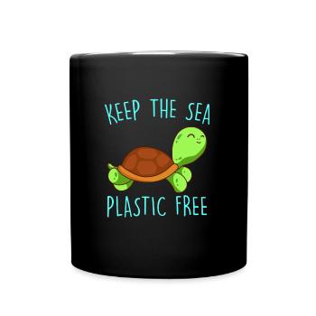 Rette die Erde Keep the Sea Plastic free - Tasse einfarbig - Schwarz - Vorne
