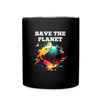 Rettet den Planeten Erde Klima und Natur - Tasse einfarbig - Schwarz - Vorne